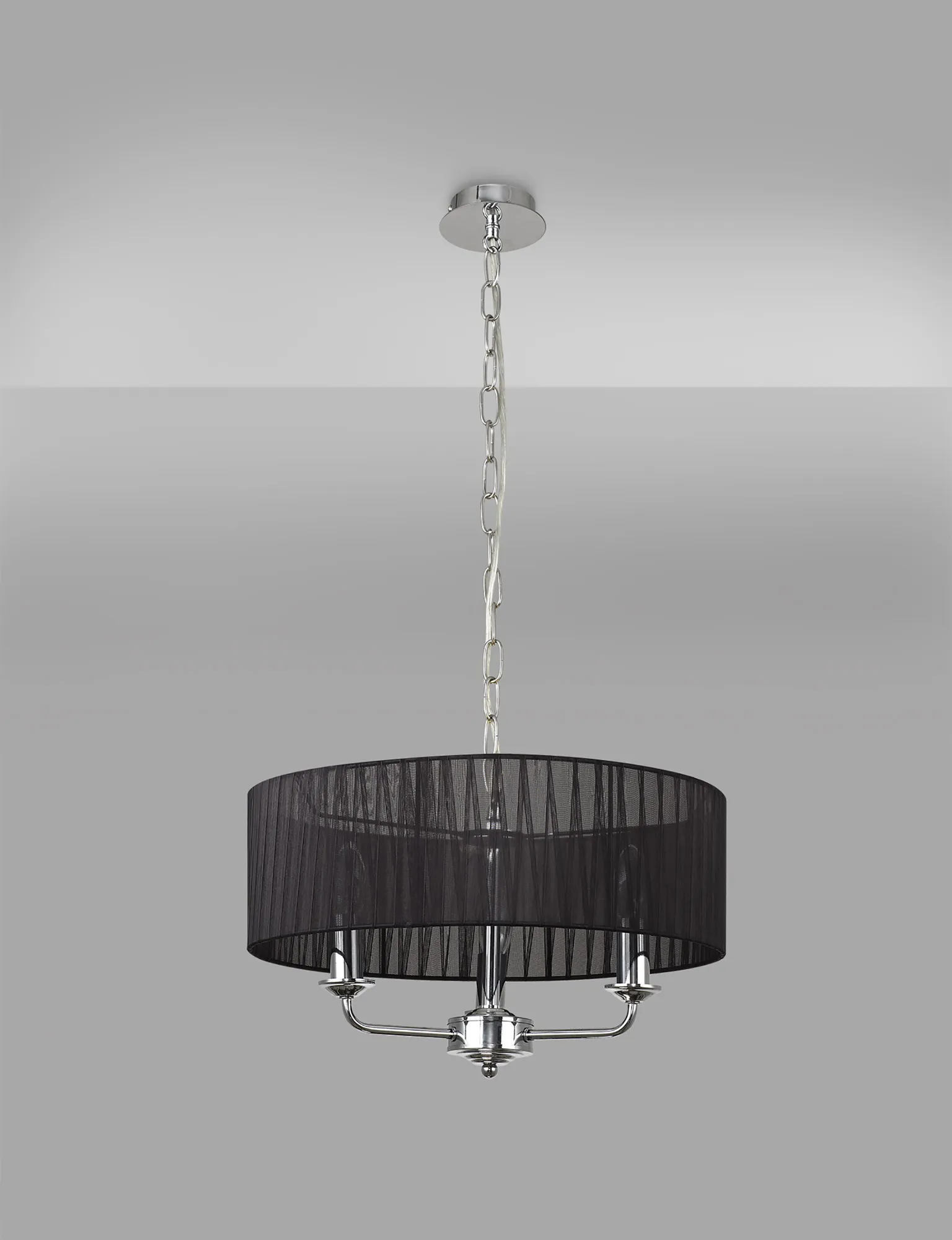 Banyan 45cm 3 Light Pendant Polished Chrome, Black DK0859  Deco Banyan CH BL